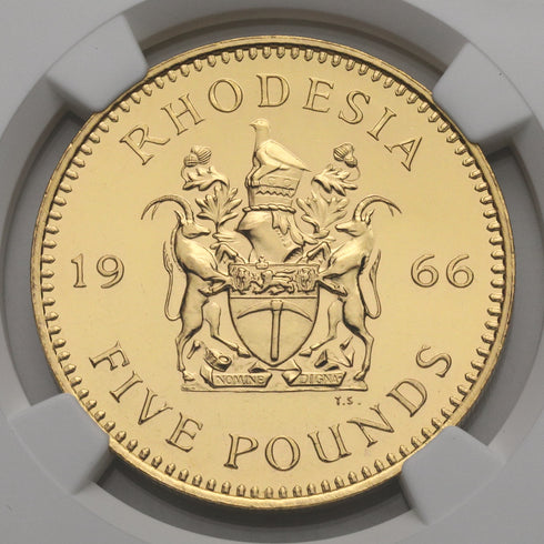 イギリス領ローデシア 1966年 エリザベス2世 5ポンド金貨 3枚セット PF63:4677121-001